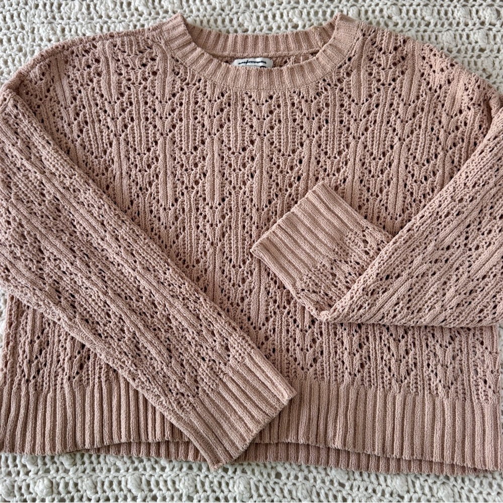 American Eagle Outfitters Textured Knit Sweater cropped beige boho
